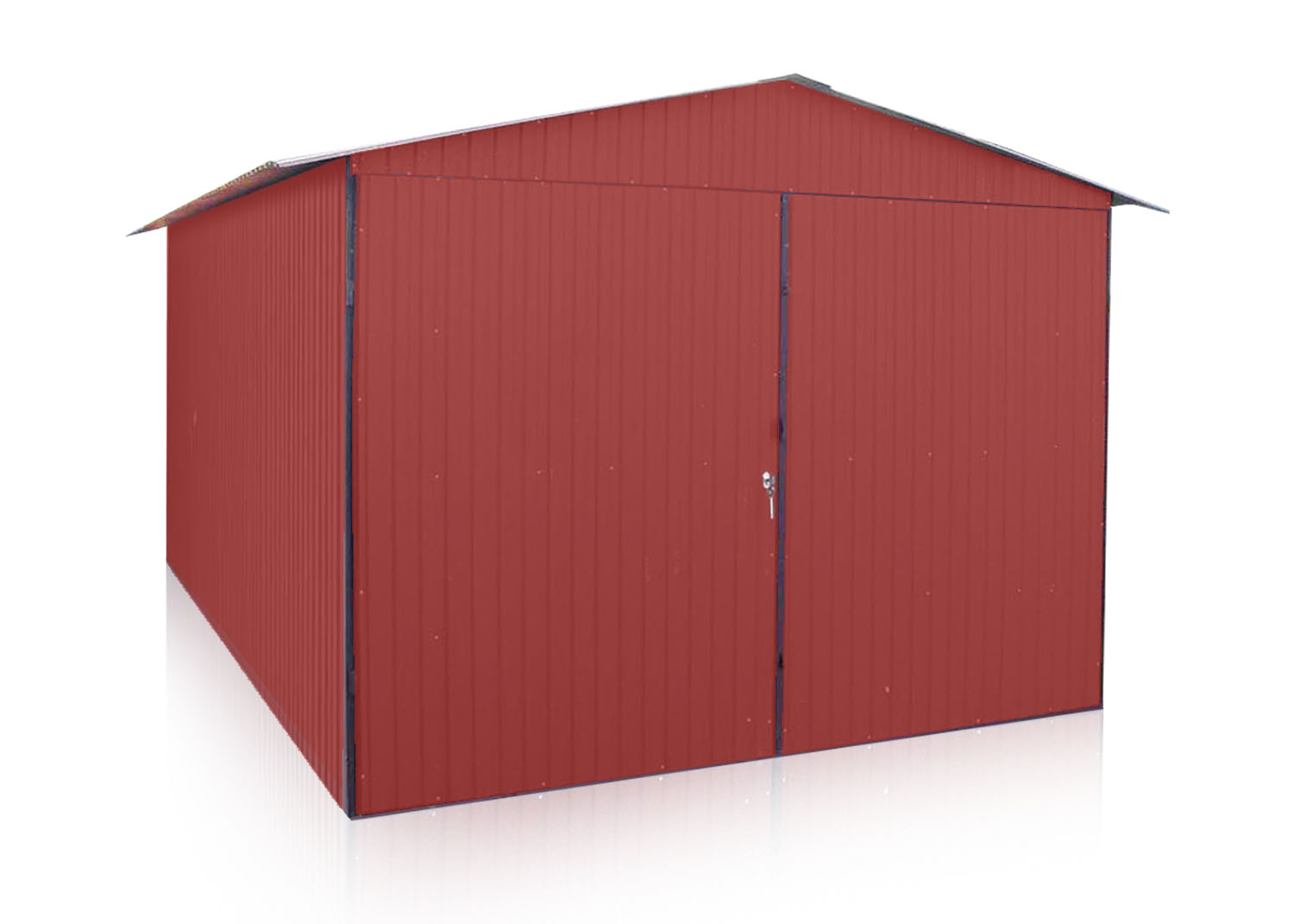 3x5 m garázs nyeregtetővel kétszárnyú kapuval Ral 3009-es színben